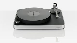 The Clearaudio Concept record player on a white, reflective background