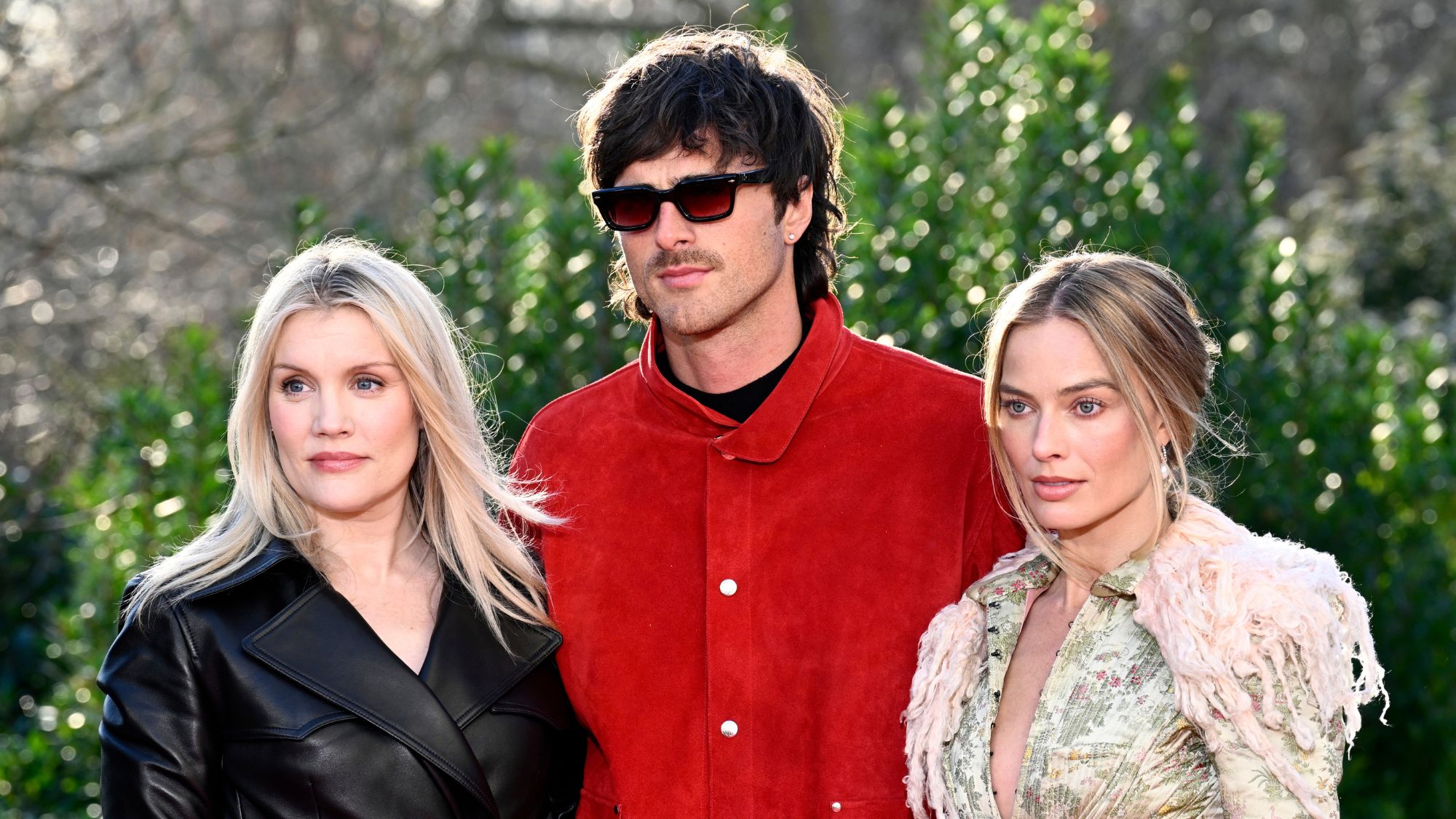 Emerald Fennell, Jacob Elordi and Margot Robbie at a photocall for "Wuthering Heights"