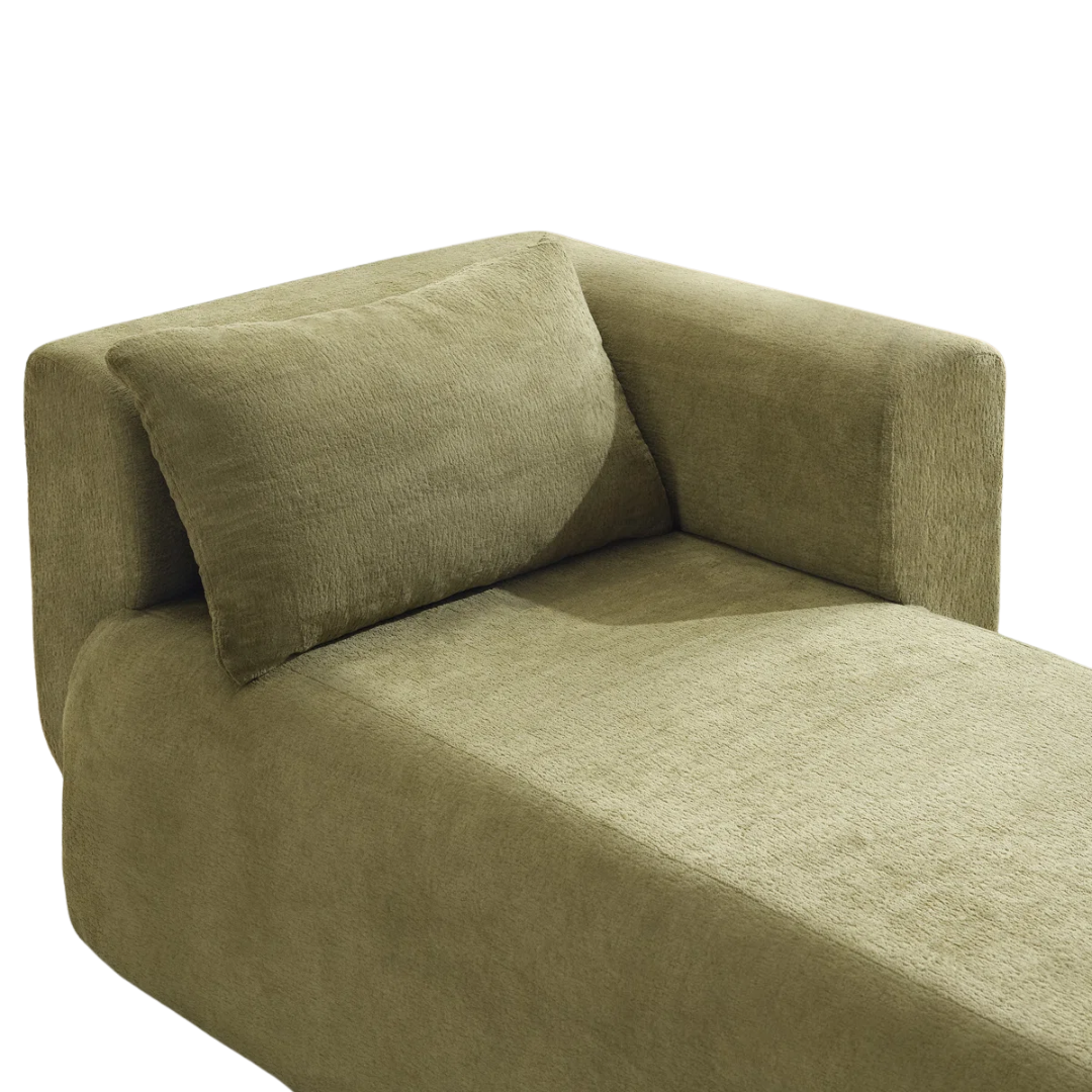 Ebern Designs Indoor Chaise Lounge Chair With Armrest, Modern Upholstered Boneless Sofa With Soft Pillows and Deep Seat, for Bedroom, Living Room, Beige | Wayfair