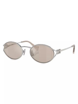 Miu Miu, 54 mm große runde Sonnenbrille aus Metall