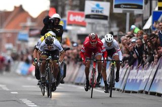 Peter Sagan (Tinkoff) sprints for the win at Gent-Wevelgem