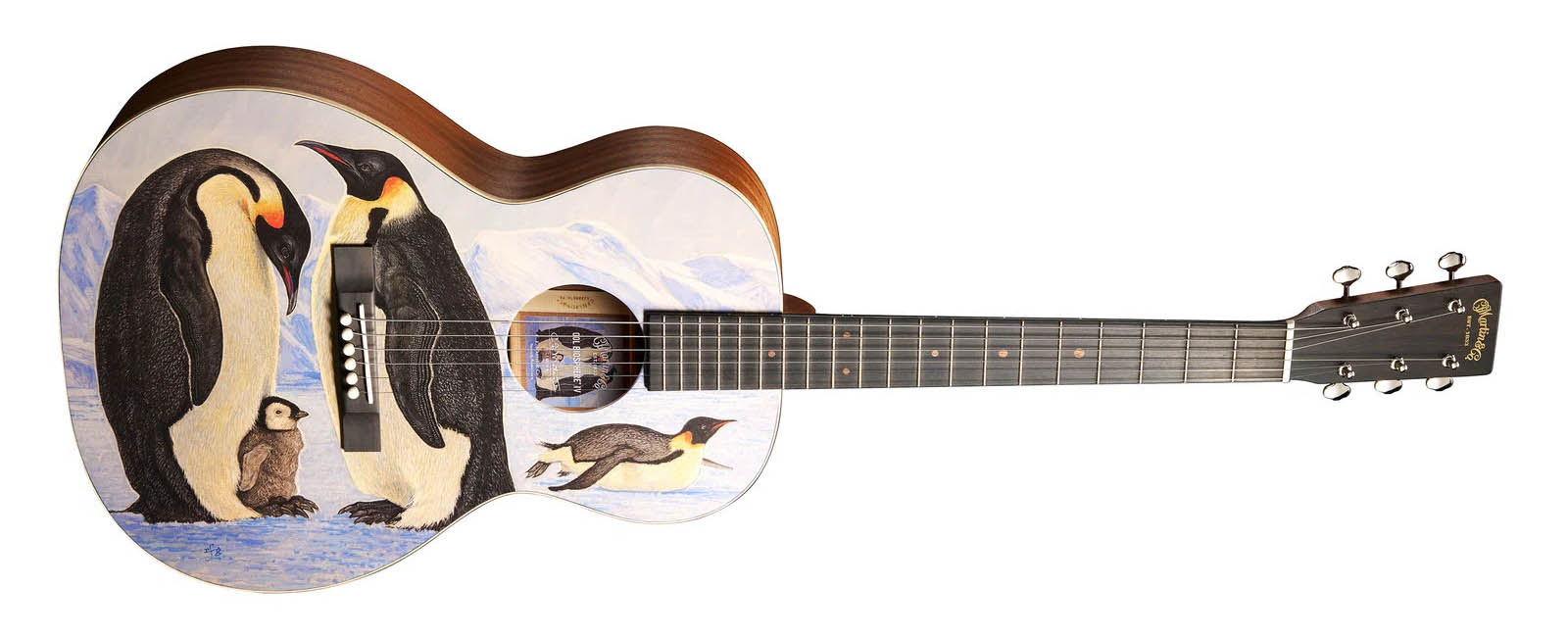 The Martin 00L Biosphere IV is created in tribute to the emperor penguin, and features a family of them on its graphic-finish top.