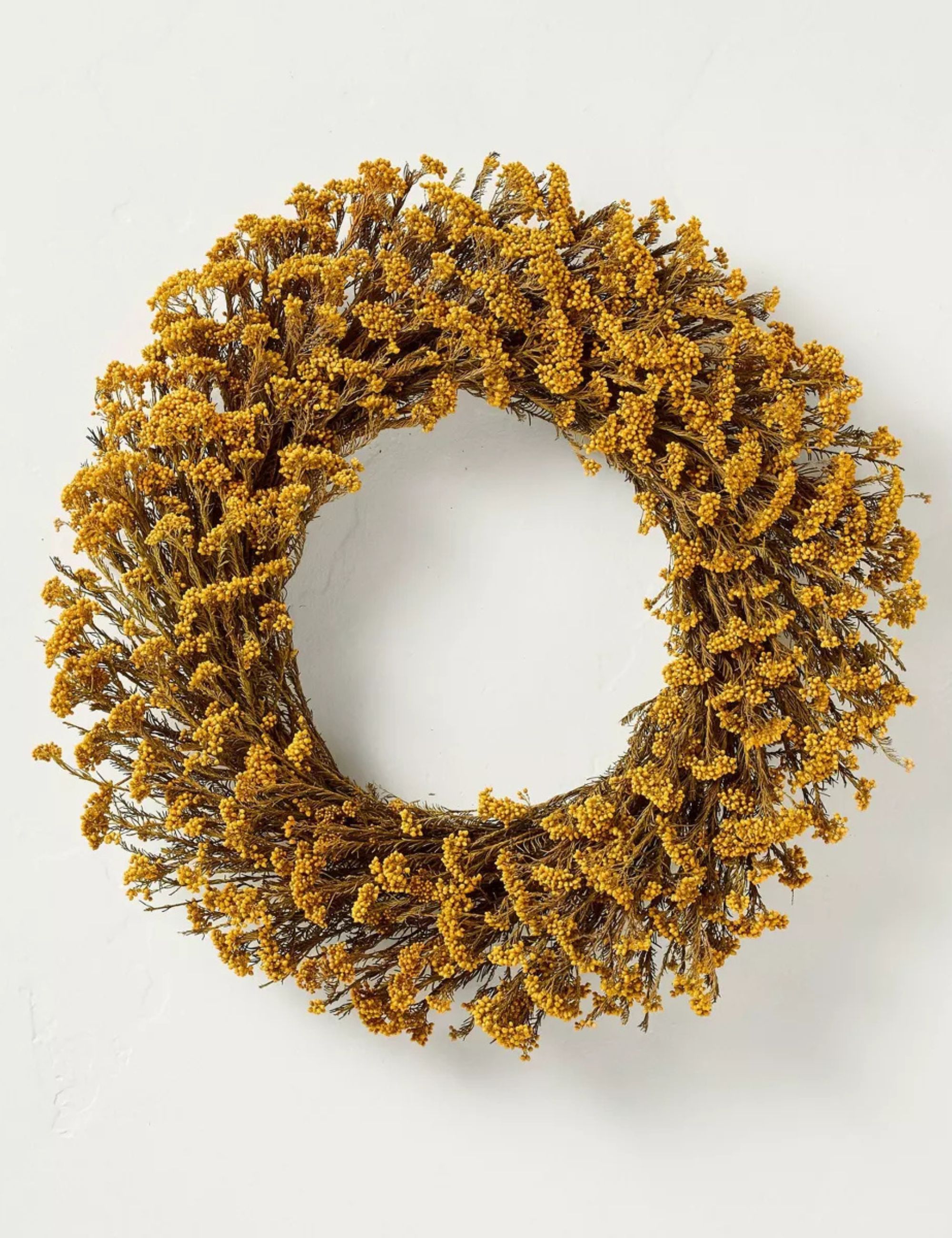 Preserved Golden Yarrow Fall Wreath