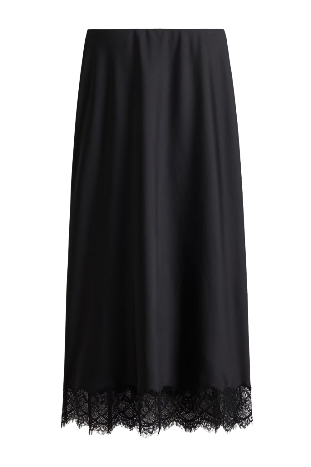 Lace-Trimmed Satin Skirt