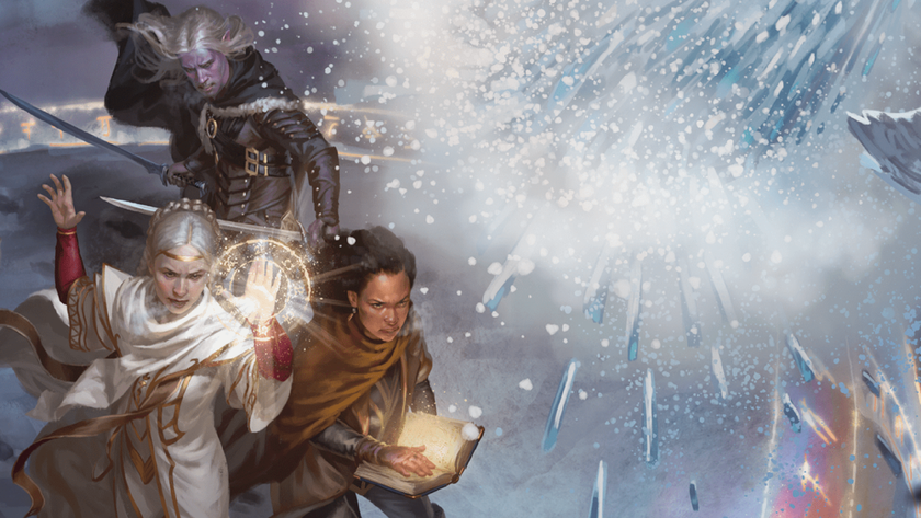 Several adventurers, including the famous Drizzt, shelter using magic from the rime breath of a white dragon in the D&amp;D 2024 Player&#039;s Handbook.