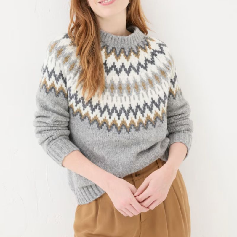 FatFace, Cassie Grey Grey Fair Isle Jumper