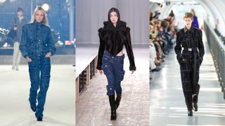 Models on the catwalk wearing denim trends 2022 utility