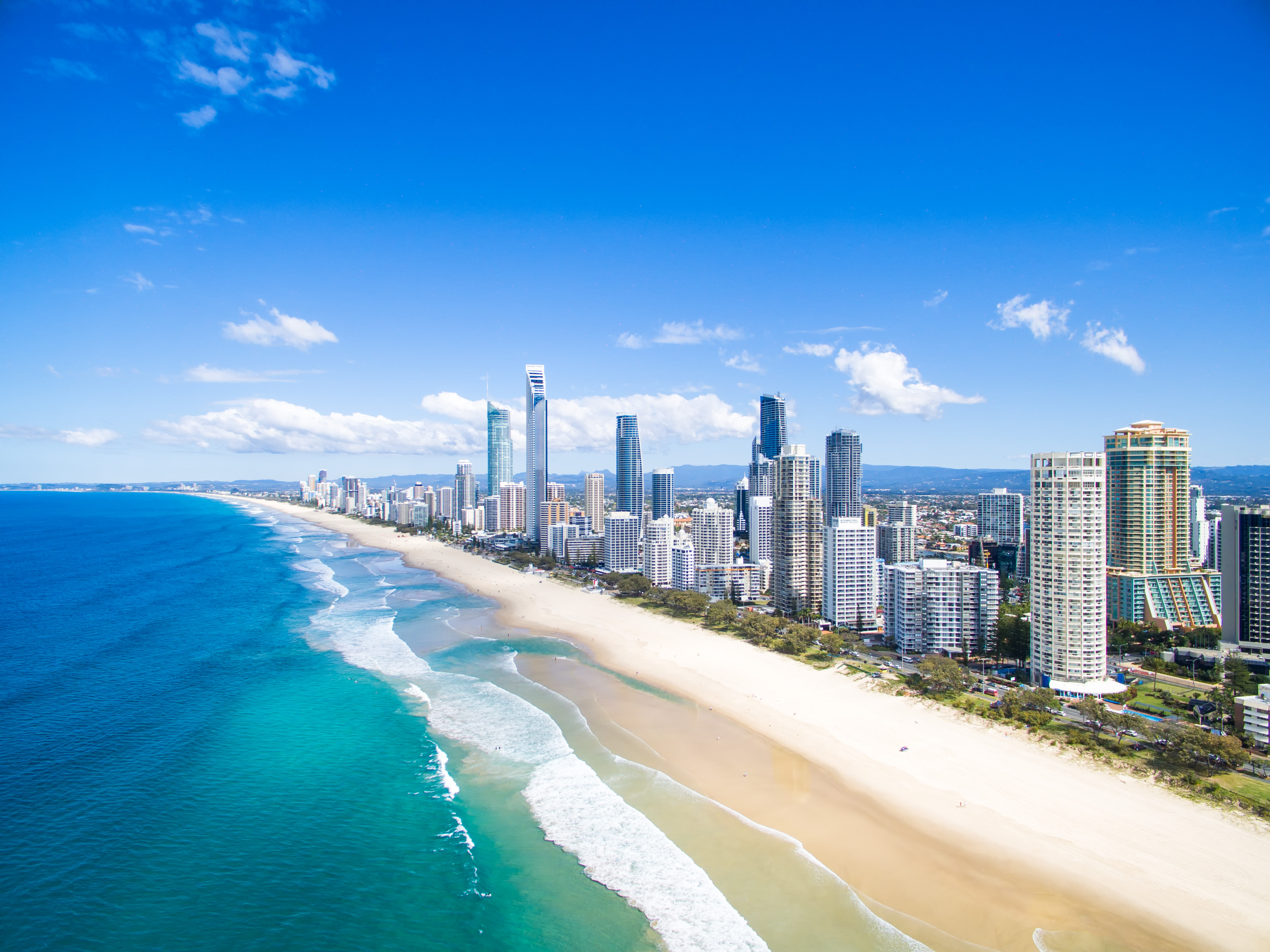 An aerial view of Surfers Paradise in Australia