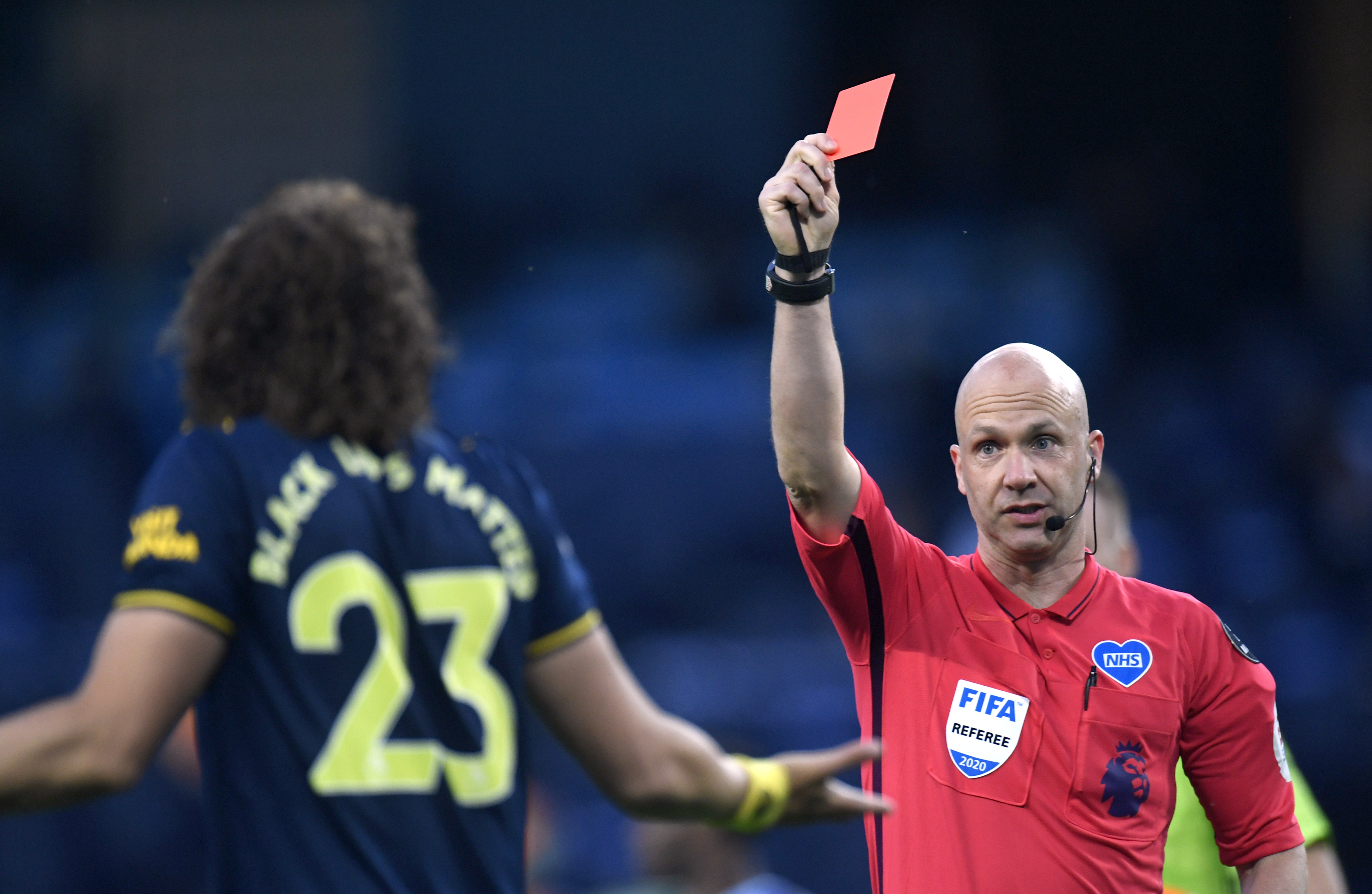 David Luiz was sent off having come on as a substitute at Man City.