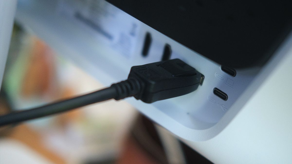 Close up of BenQ Mobiuz EX271UZ monitor ports.