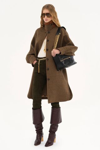 Chloe Oversized Mid-Length Coat in Check Wool