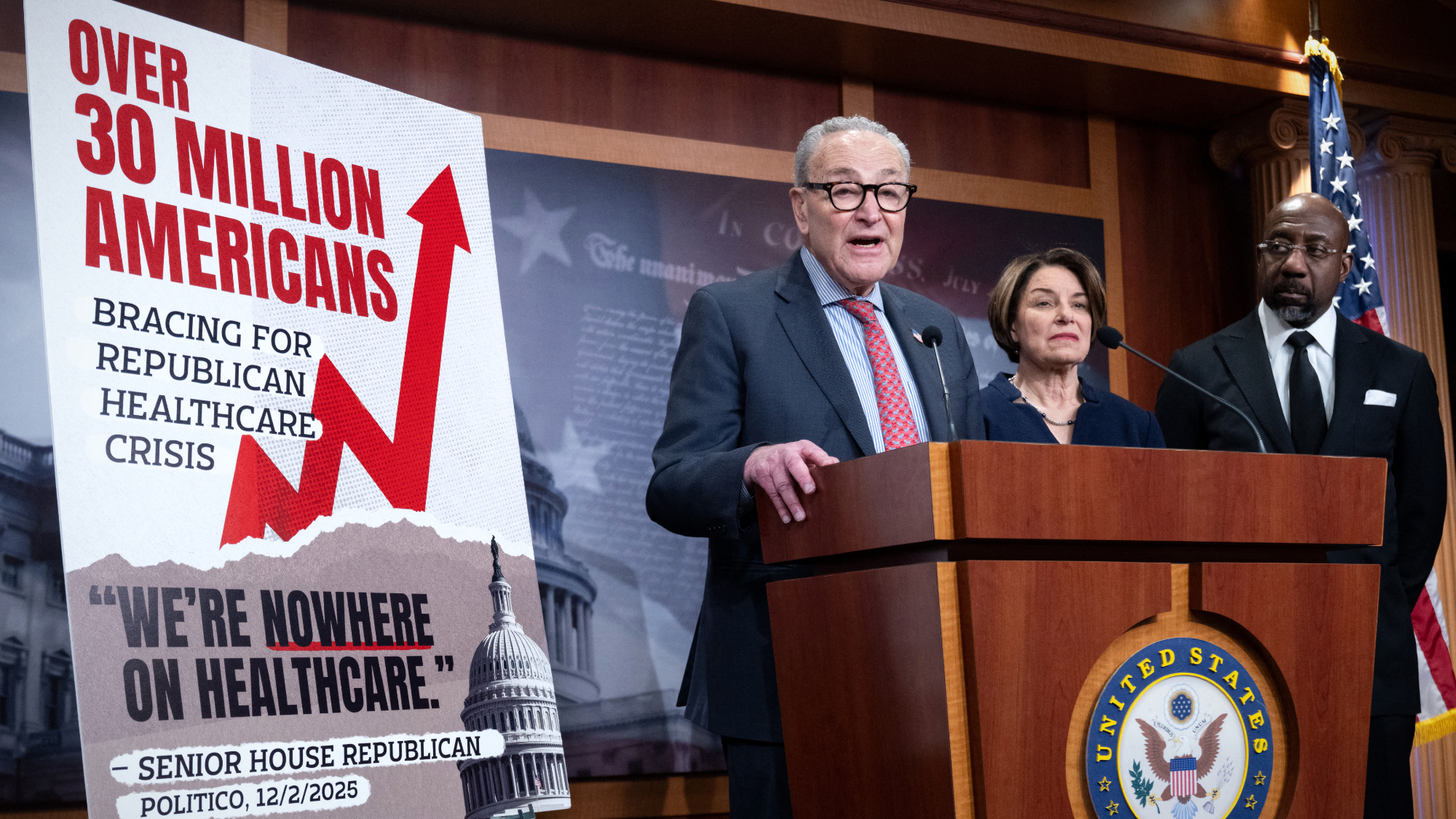 Senate Minority Leader Chuck Schumer (D-N.Y.) promotes Democratic plan to extend Affordable Care Act subsidies