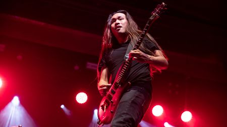 Herman Li of Dragonforce performs at The UC Theatre Taube Family Music Hall on November 18, 2023 in Berkeley, California