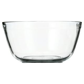 A small glass mixing bowl