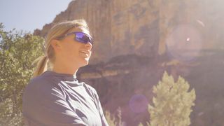 best trail running sunglasses: Kim Fuller in adidas shades