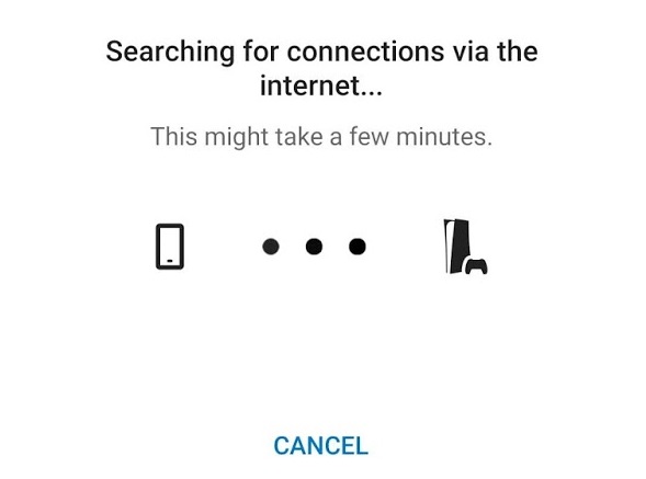 How to remote play on PS5 — screen showing PS Remote Play searching for connections