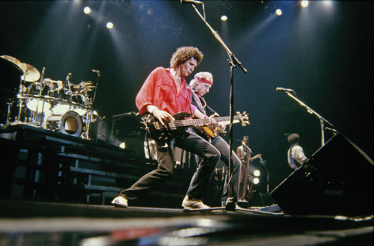 John Illsley in 1985 at Wembley Arena with the Dire Straits