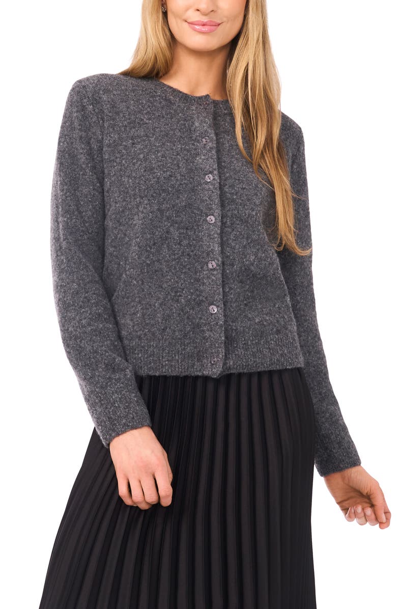 Fuzzy Crewneck Cardigan