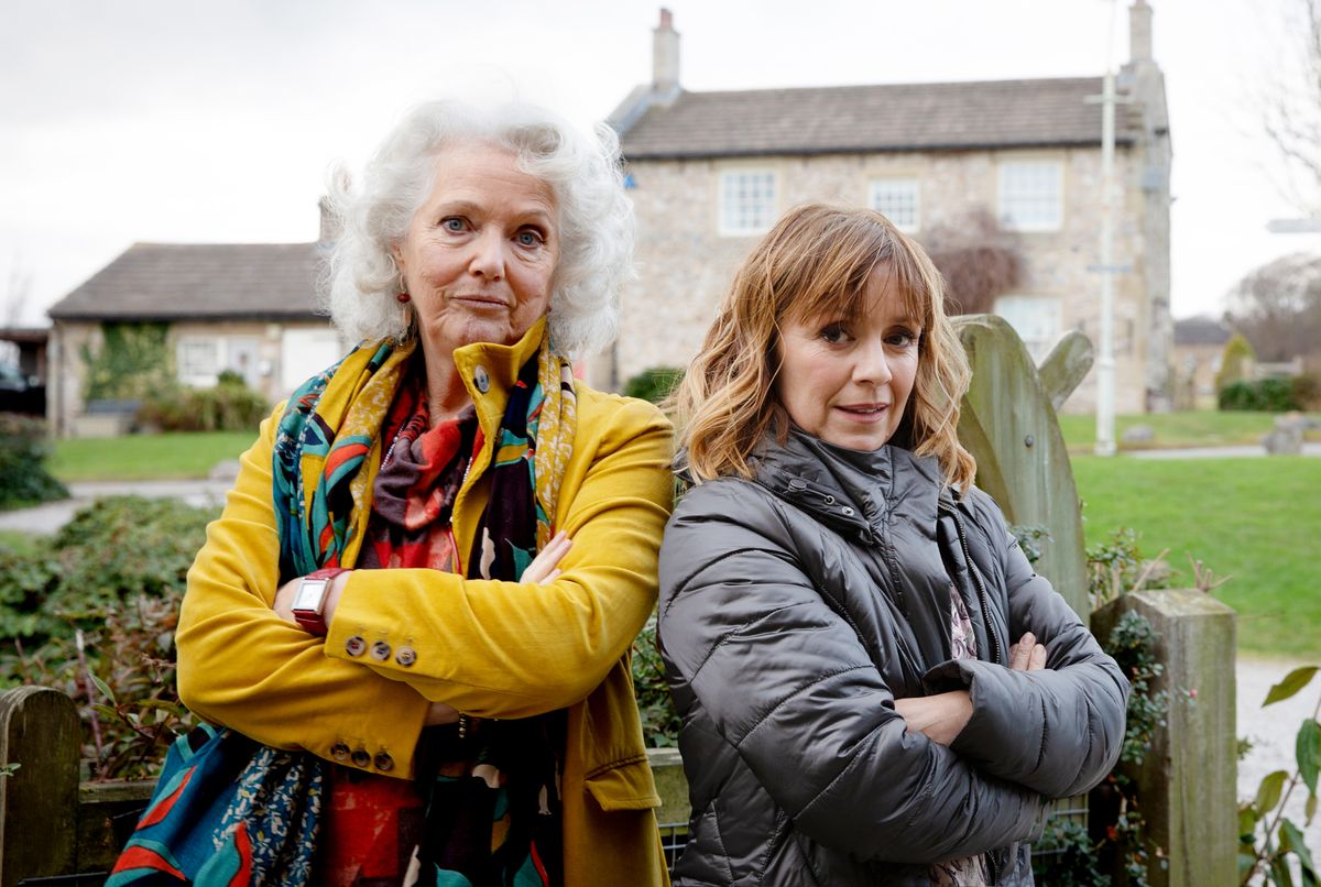 Louise Jameson as Mary in Emmerdale, with her daughter Rhona.