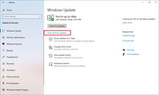 View optional updates on Windows 10
