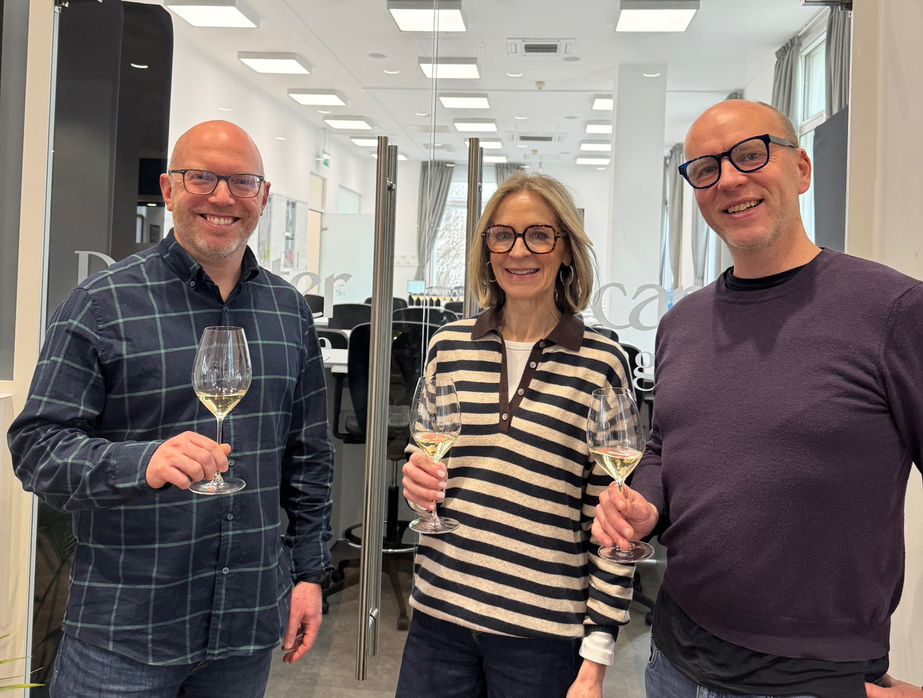 Dror Nativ MW, Susie Barrie MW and Matt Hodgson at Decanter tasting suite