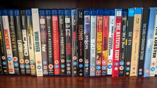 A selection of Blu-rays on a shelf