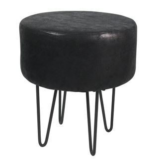 black leather stool