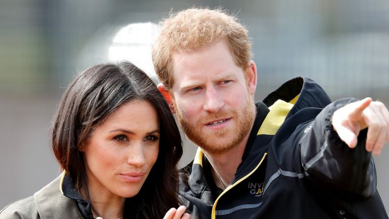 BATH, UNITED KINGDOM - APRIL 06: (EMBARGOED FOR PUBLICATION IN UK NEWSPAPERS UNTIL 24 HOURS AFTER CREATE DATE AND TIME) Meghan Markle and Prince Harry attend the UK Team Trials for the Invictus Games Sydney 2018 at the University of Bath on April 6, 2018 in Bath, England. (Photo by Max Mumby/Indigo/Getty Images)