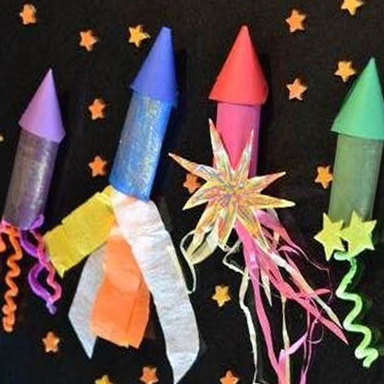 cardboard rockets and stars