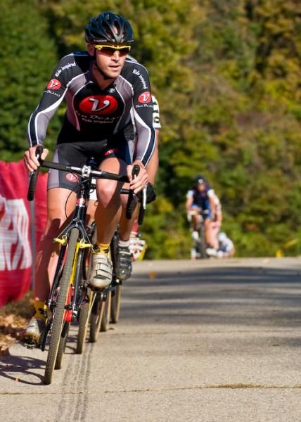 Road and track cyclist Bobby Lea (Van Dessel) maintains fitness on the cyclo-cross course.