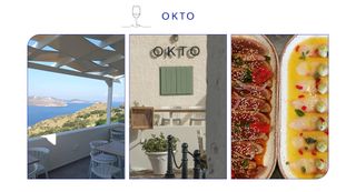 A collage of images featuring a travel guide to Milos, Greece.