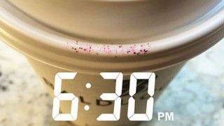 Glitter lips stain on coffee cup at 6:30pm