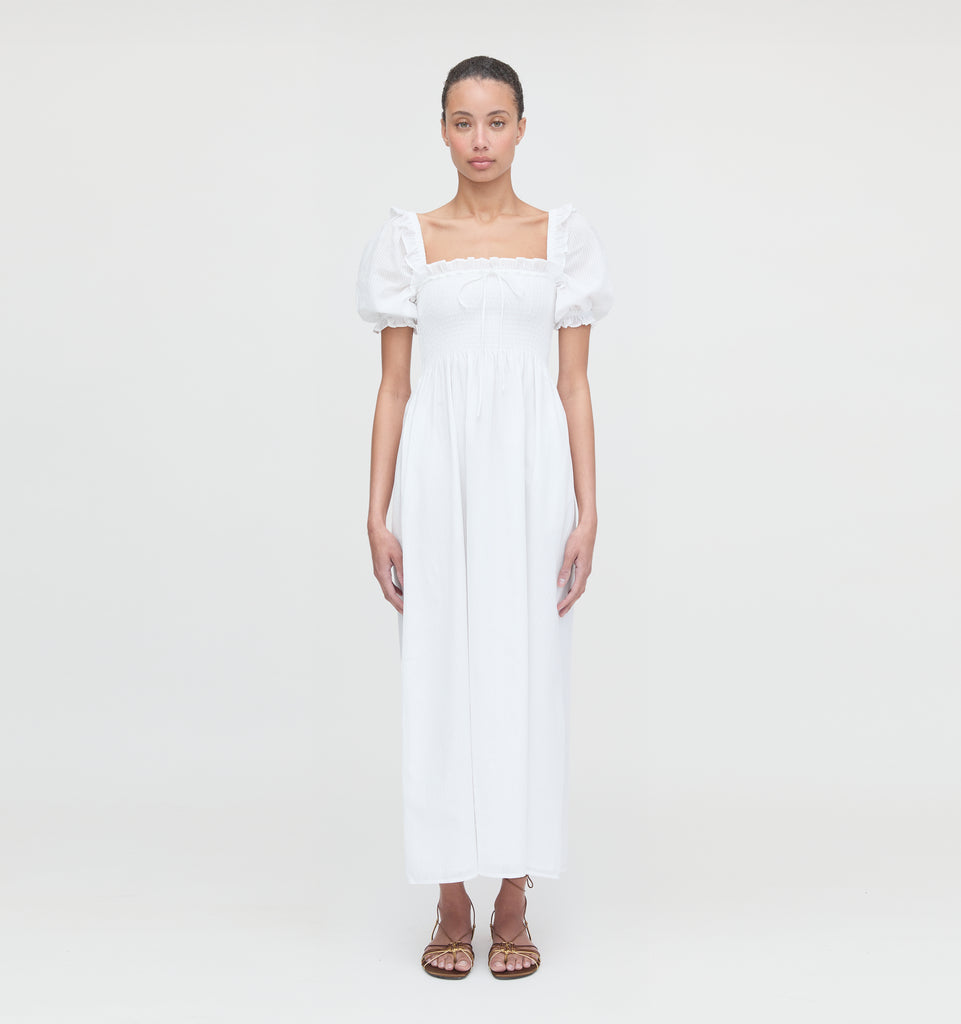 The Scarlett Nap Dress - White Shadow Stripe