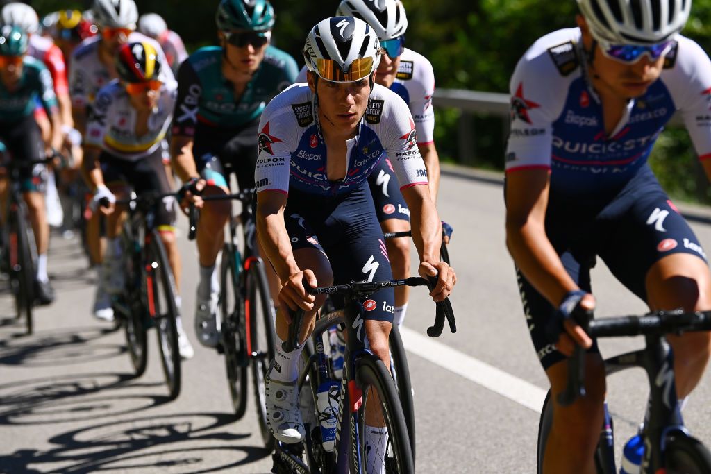 AESCH SWITZERLAND JUNE 13 Remco Evenepoel of Belgium and Team QuickStep Alpha Vinyl competes during the 85th Tour de Suisse 2022 Stage 2 a 198km stage from Kusnacht to Aesch ourdesuisse2022 WorldTour on June 13 2022 in Aesch Switzerland Photo by Tim de WaeleGetty Images
