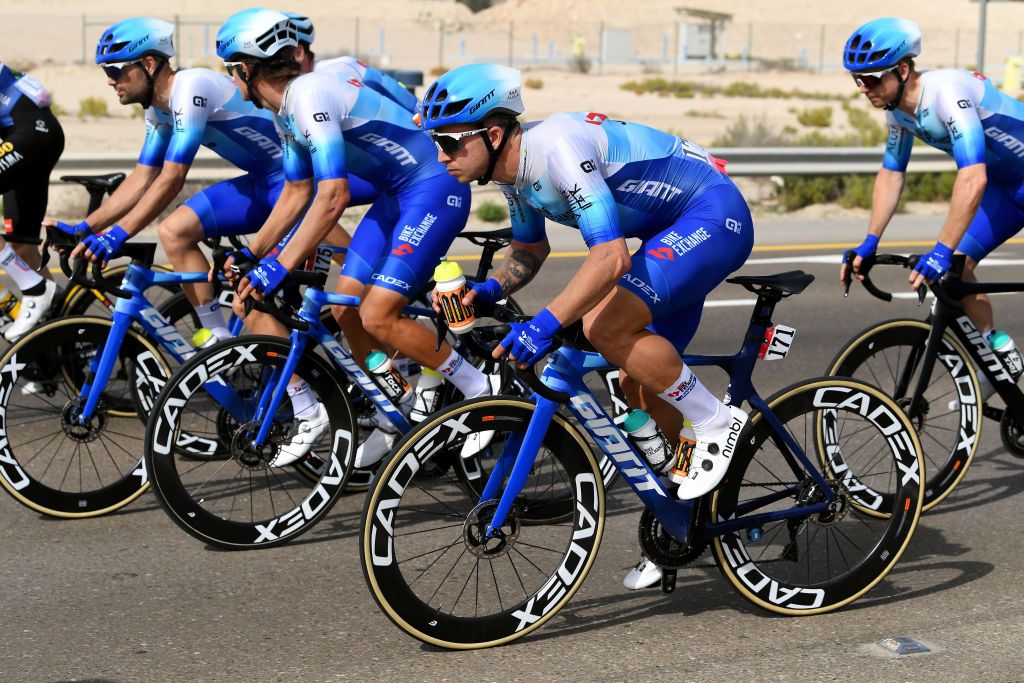 ABU DHABI UNITED ARAB EMIRATES FEBRUARY 21 Dylan Groenewegen of Netherlands and Team Bikeexchange Jayco competes during the 4th UAE Tour 2022 Stage 2 a 176km stage from Hudayriyat Island to Abu Dhabi Breakwater UAETour WorldTour on February 21 2022 in Abu Dhabi United Arab Emirates Photo by Tim de WaeleGetty Images