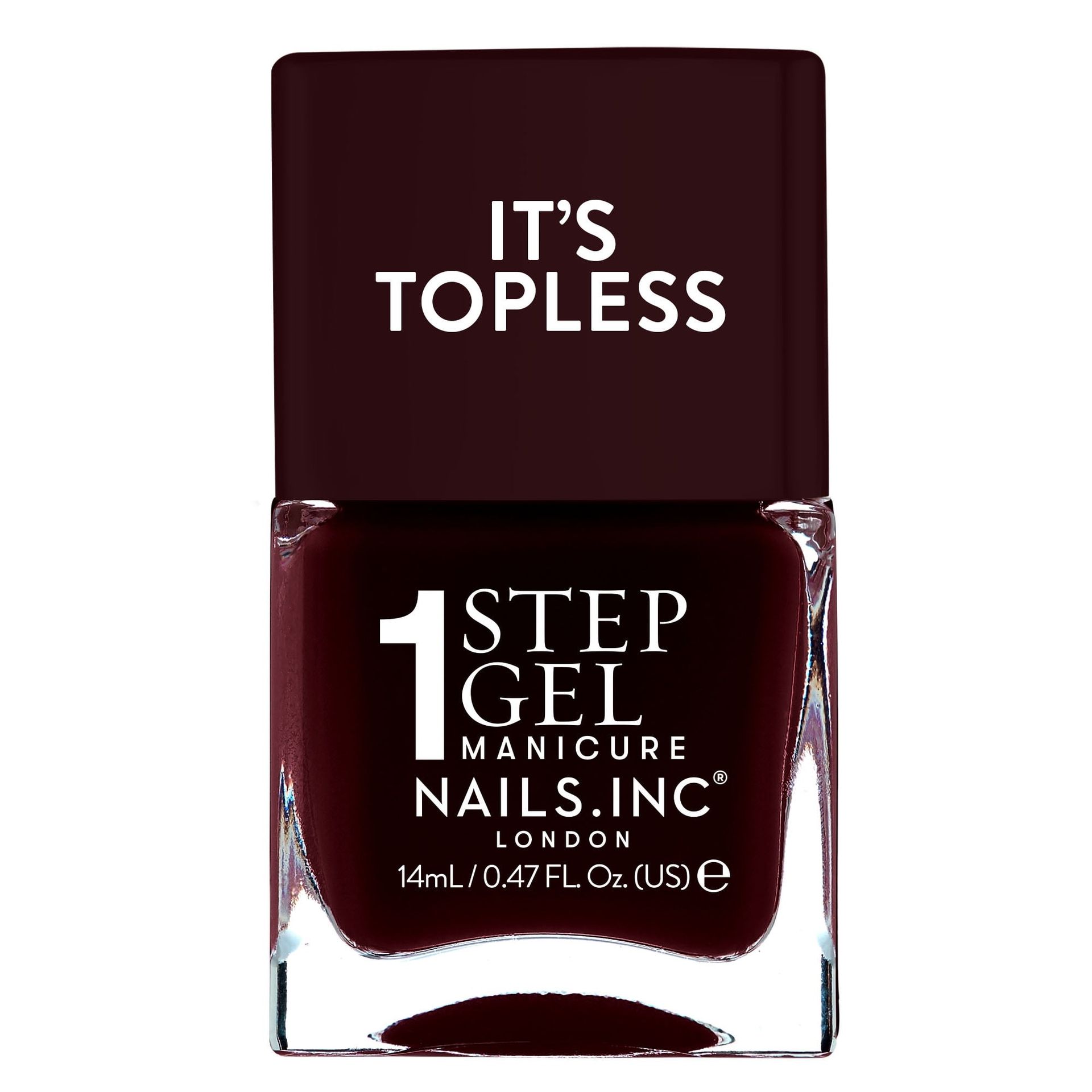 Nails Inc, Nails.inc, It's Topless Gel-Like Nail Polish, 4-In-1 Base Coat, Treatment, Color &amp; Top Coat, Billie, Classic Burgundy, 0.47 Oz