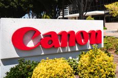 Canon sign at the Canon Solutions America offices in Silicon Valley