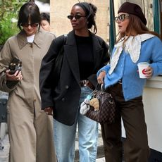 fashion collage featuring celebrities and style influencers including Dakota Johnson, Liv Madeline, and Rebecca Ferraz Wyatt wearing chic outfits with the 2025 cow-print shoe trend