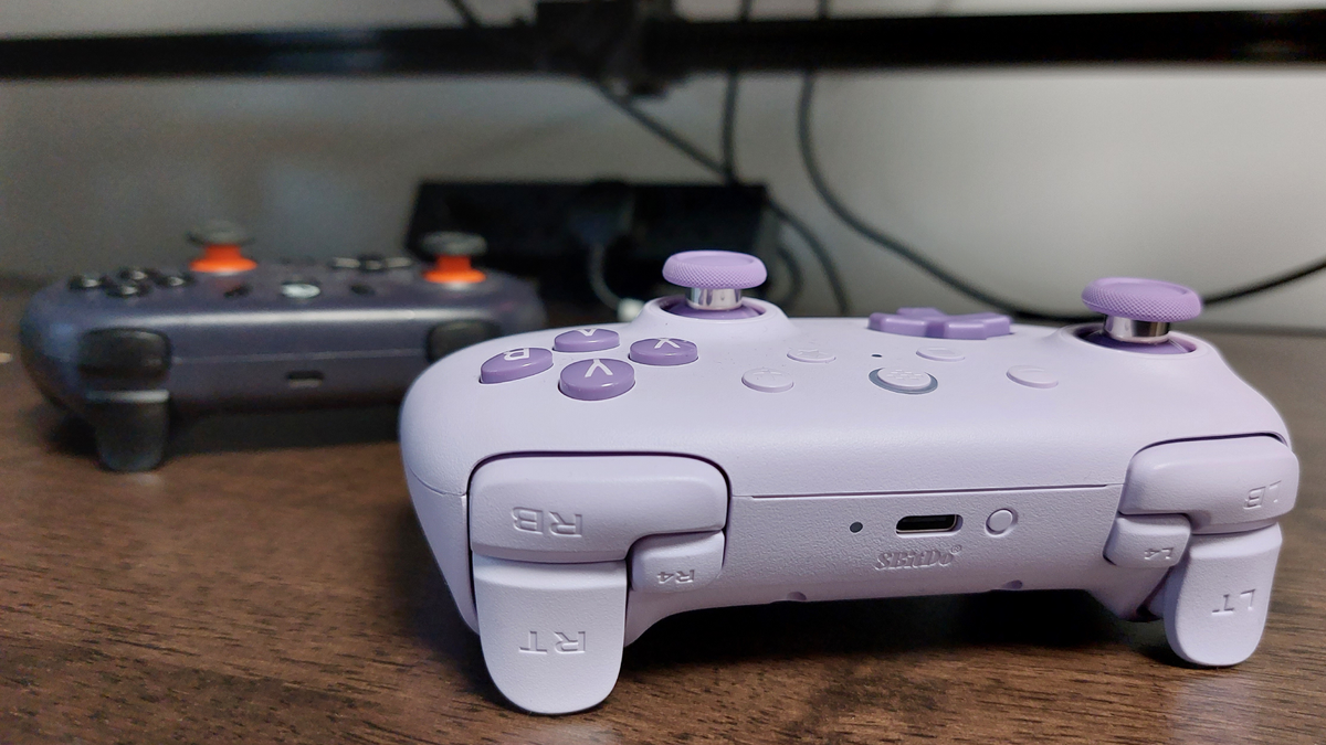 Various pieces of purple PC gear.