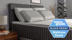 An Emma Cooling Elite mattress on a grey bedframe