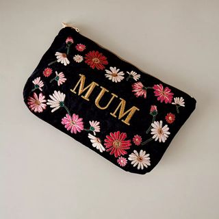 Elizabeth Scarlett Mum Embroidered Velvet Makeup Bag