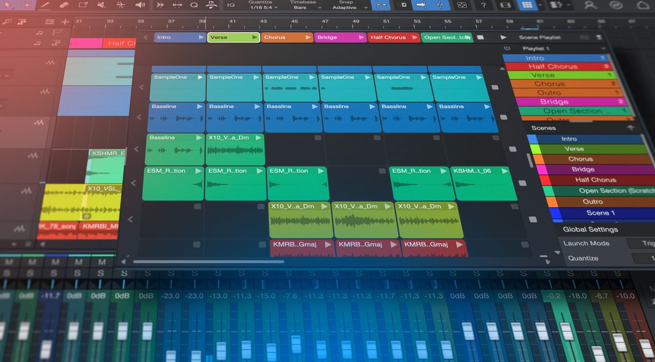 Screen shots of PreSonus Studio One Pro 7 recording software