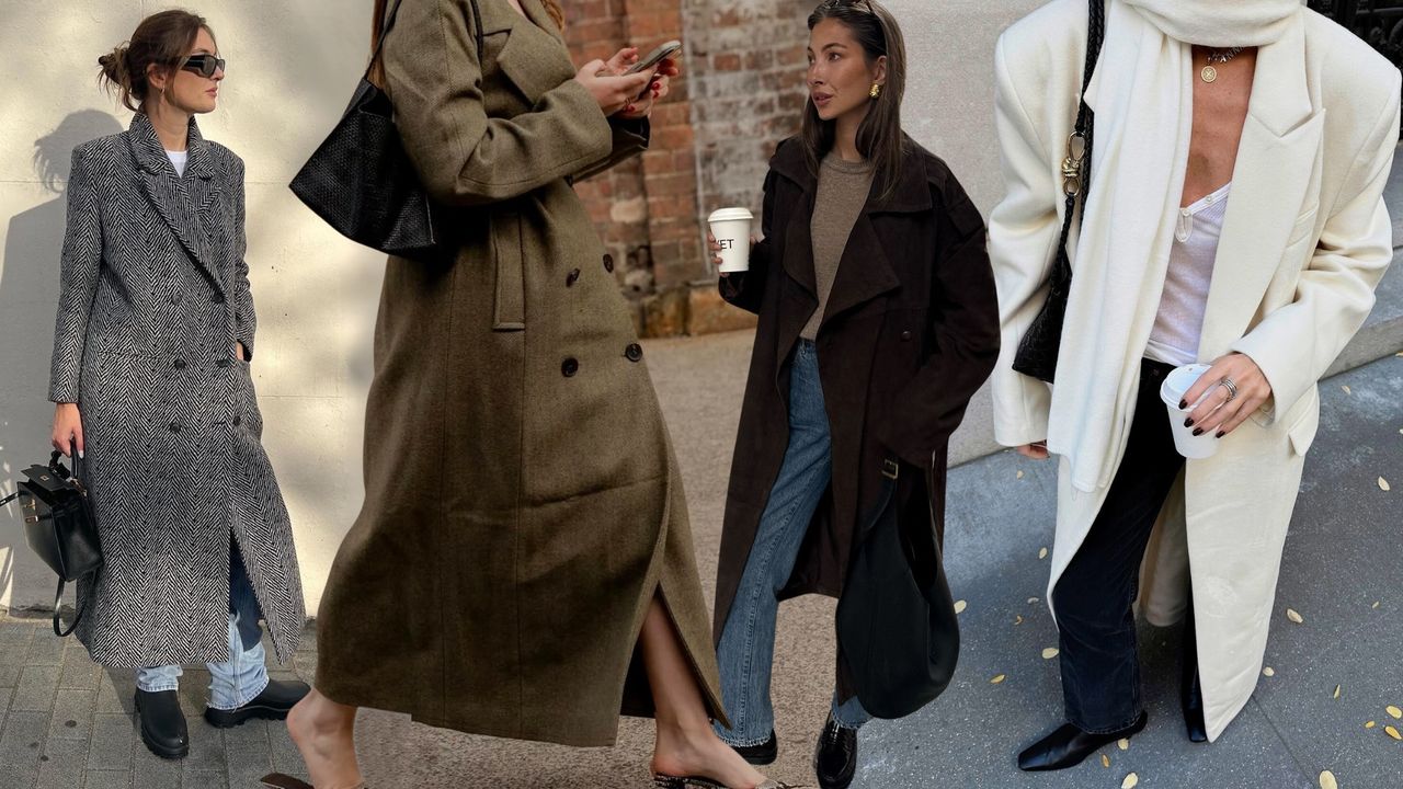 A collage showcasing the best cashmere coats. 