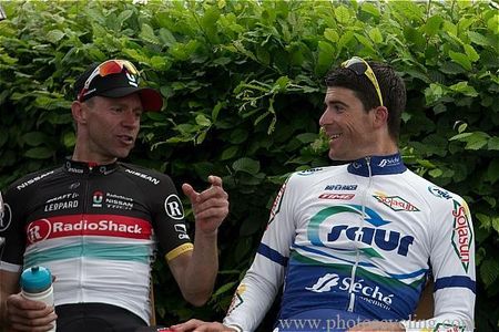 Jens Voigt (RadioShack-Nissan) and Jimmy Engoulvent (Saur - Sojasun)
