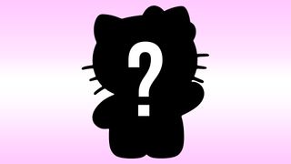 A white question mark sat on the silhouette of Hello Kitty on a pink and white gradient background.