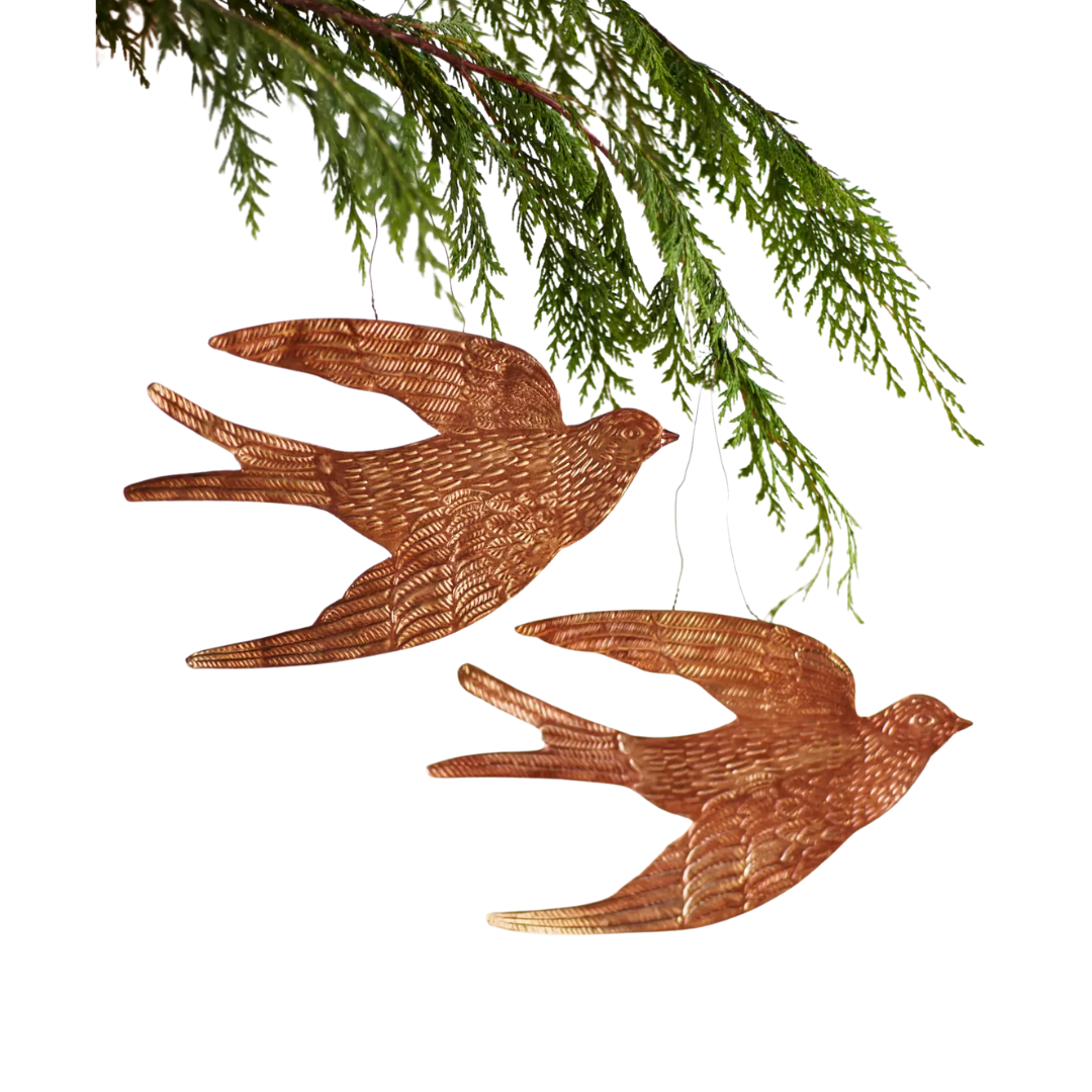 Terrain, Golden Bird Ornaments, Set of 2