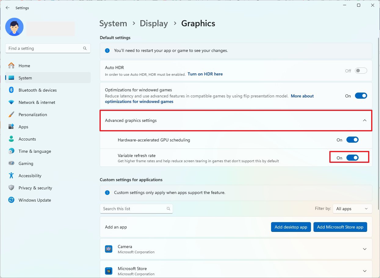 Windows 11 enable VRR