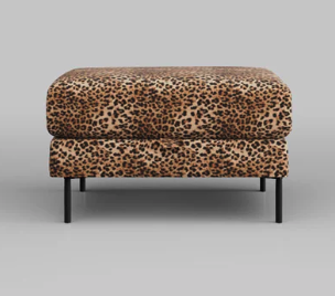 The Grace Footstool in Leopard Love Velvet Natural