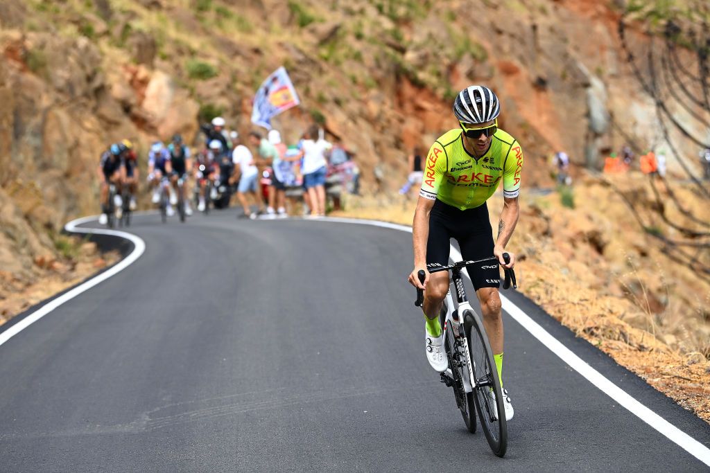 ESTEPONA SPAIN SEPTEMBER 01 Elie Gesbert of France and Team Arka Samsic competes in the breakaway during the 77th Tour of Spain 2022 Stage 12 a 1927km stage from Salobrea Peas Blancas Estepona 1260m LaVuelta22 WorldTour on September 01 2022 in Estepona Spain Photo by Tim de WaeleGetty Images
