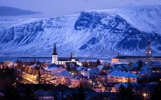 Reykjavik, Iceland, at dusk